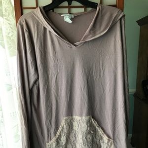 Honey & Lace Carmel Hoodie Dusty Rose/Tan NWOT